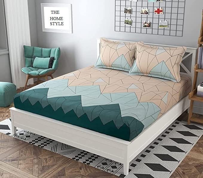 Cotton Feel Glace Cotton Elastic Fitted Printed Double Bed Bedsheet - Image 5