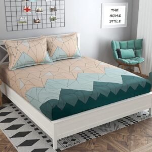Cotton Feel Glace Cotton Elastic Fitted Printed Double Bed Bedsheet