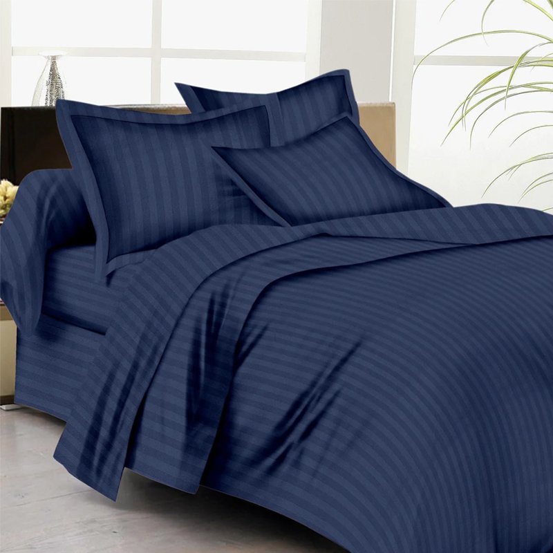 Bed Sheets with Stripes Navy Blue