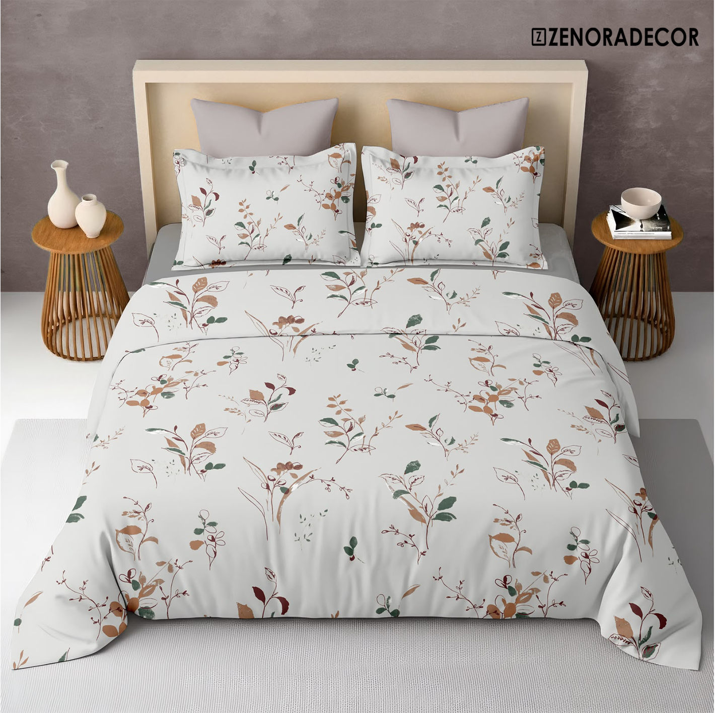ZENORADECOR Elegant Botanical Printed Bedding Set
