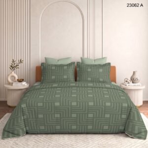 ZENORADECOR Olive Geometric Grid Bed Set