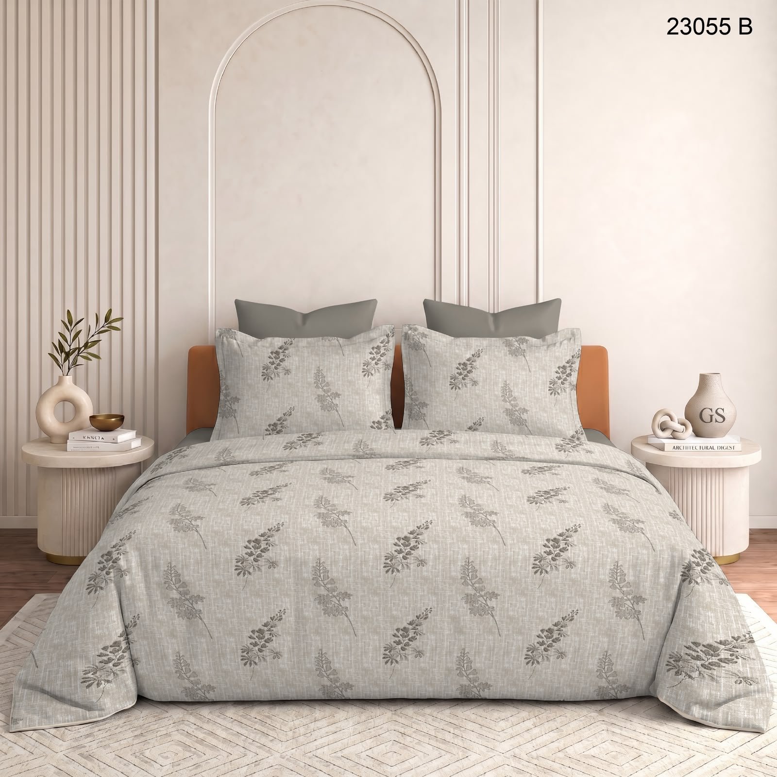 Misty Grey Botanical Bed Set